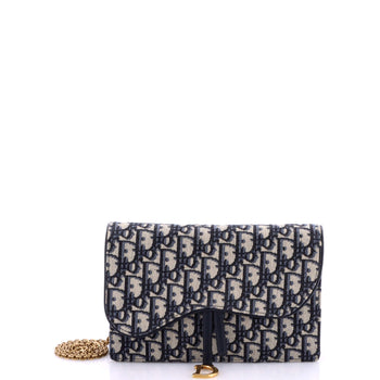 Christian Dior Saddle Chain Clutch Oblique Canvas
