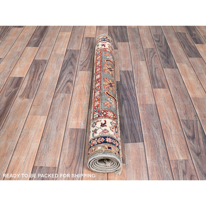 3'4"X5'1" Side Walk Grey Special Kazak Triple Medallion Oriental Rug