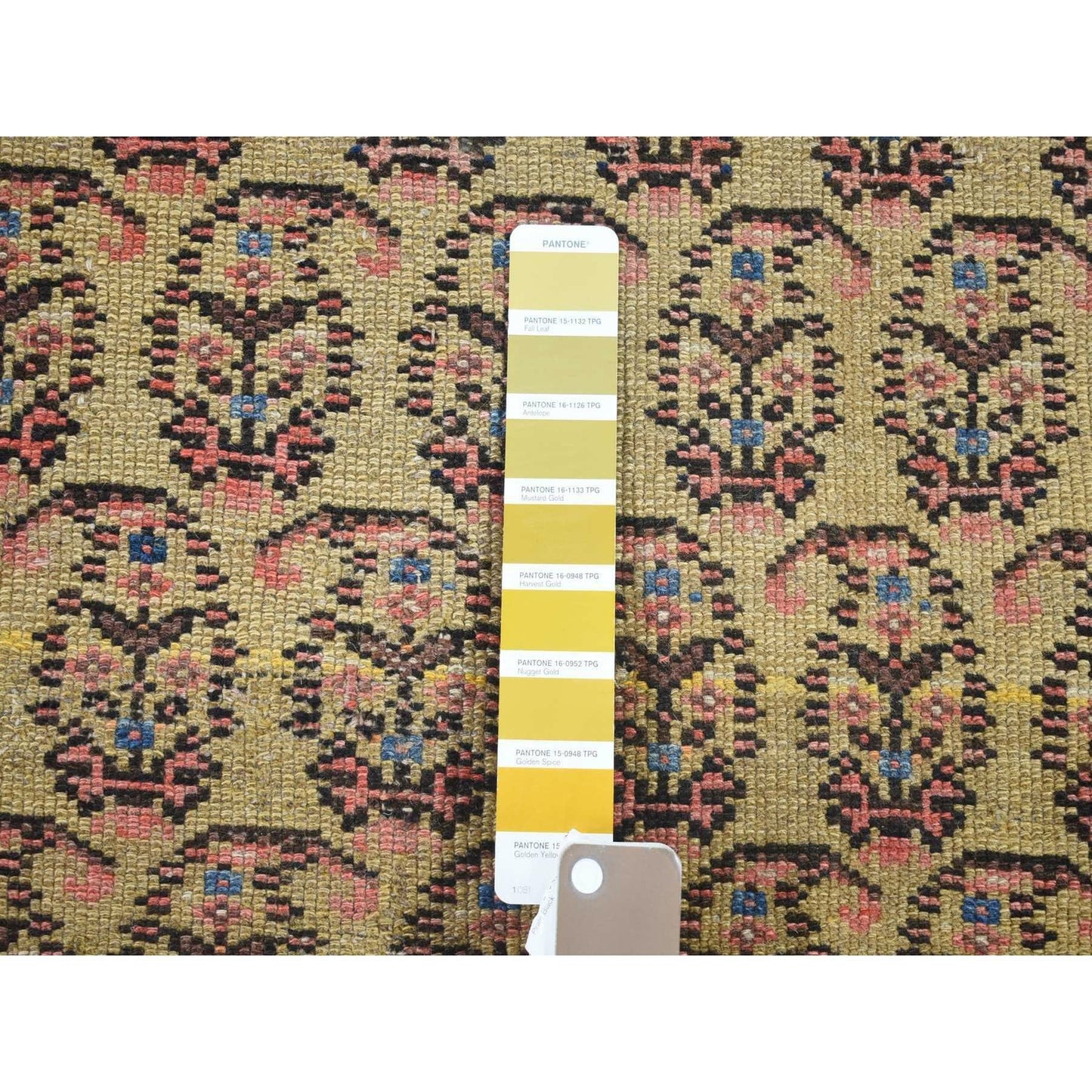 4'X10'3" Yellow Antique Farsian Bookshaish Wool Hand Knotted Runner Rug
