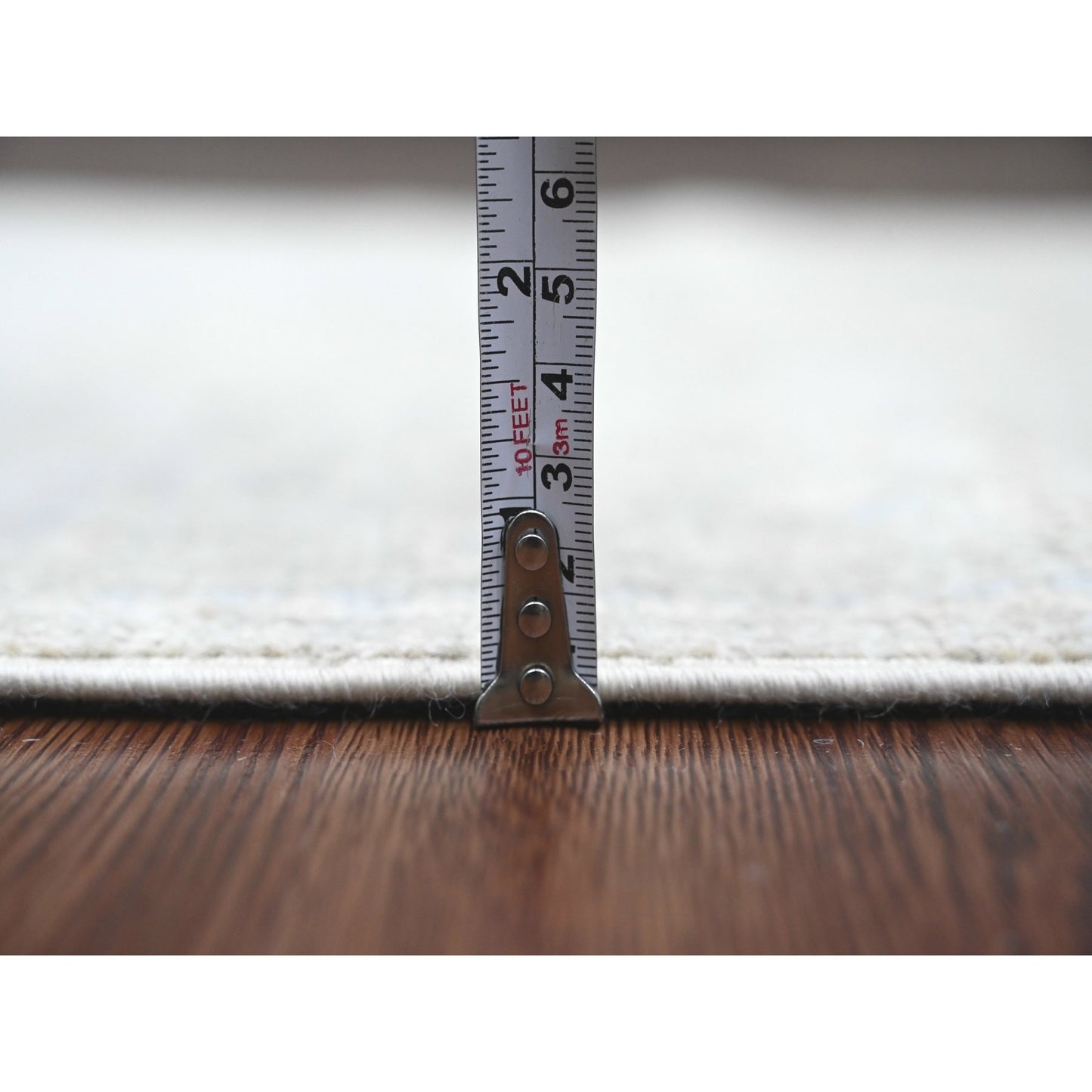 2'9"X9'7" Gray Angora Oushak Leaf Design Hand Knotted All Wool Runner Rug