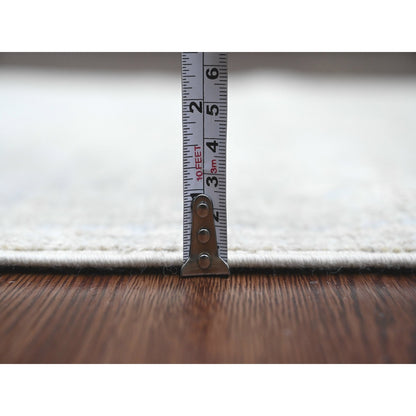 2'9"X9'7" Gray Angora Oushak Leaf Design Hand Knotted All Wool Runner Rug