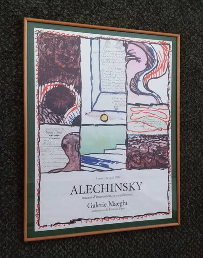 Pierre Alechinsky 1980 Galerie Maeght Exhibition Poster Framed Vintage France