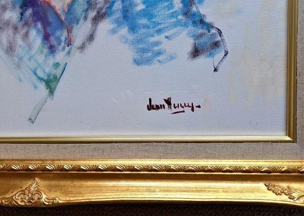 Jean Henry 'Self-Portrait" Original Oil Painting Signed Framed Usa Modern Art