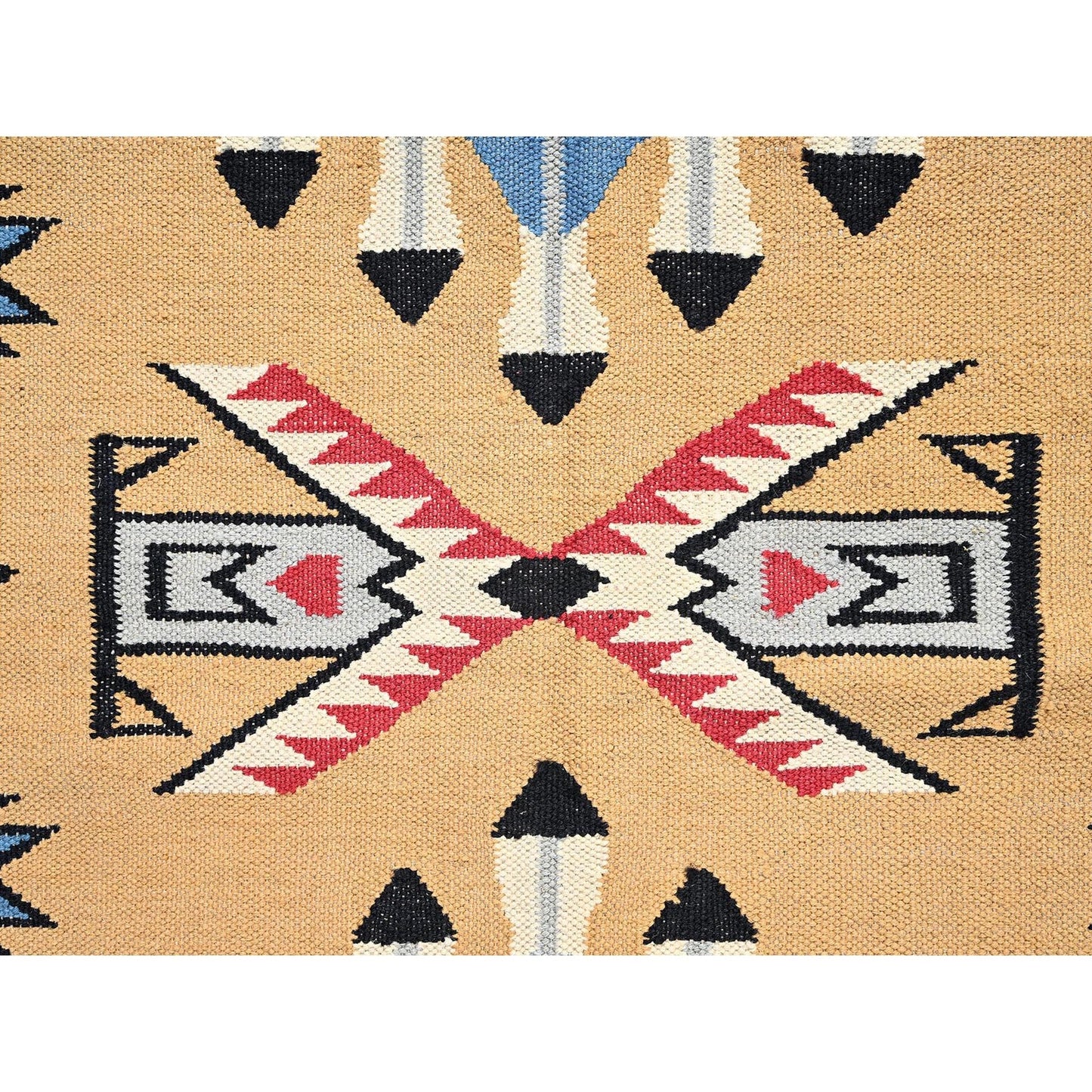 5'2"X7' Peach Color American Indian Design Rug Flat Weave Hand Woven Wool