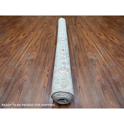 6'1"X9' Cloud Gray Afghan Angora Oushak Soft Wool Hand Knotted Rug