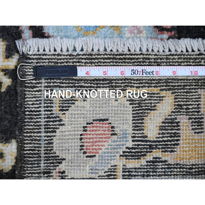 3'1"X11'6" Raisin Black Hand Knotted Angora Oushak Runner Oriental Rug