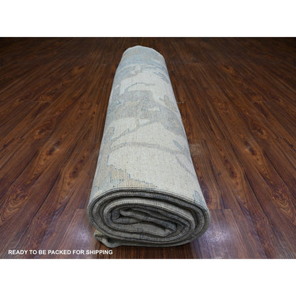 10'X15'10" Ivory Afghan Angora Oushak Wool Hand Knotted Oversized Rug