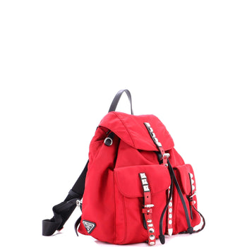 Prada New Vela Backpack Tessuto With Studded Leather