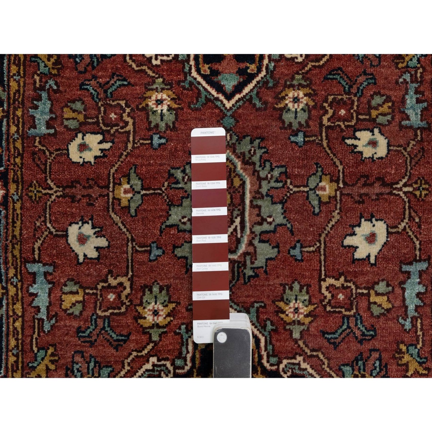2'7"X6'1" Red Antiqued Heris Re-Creation All Wool Hand Knotted Runner Rug