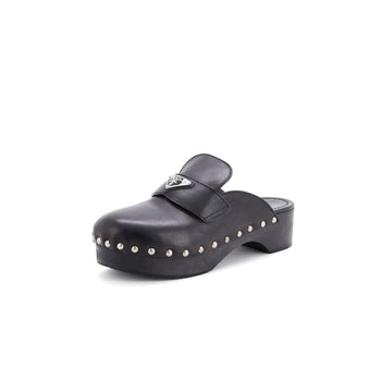 Prada Women'S Logo Mule Clogs Leather