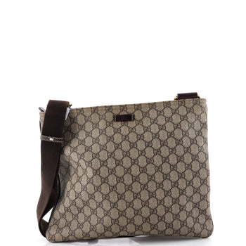 Gucci Zip Top Messenger Bag Gg Coated Canvas Large