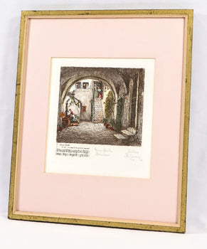 Herta Czernik-Kobanz Gzonning Original Etching With Hand Coloring  Signed