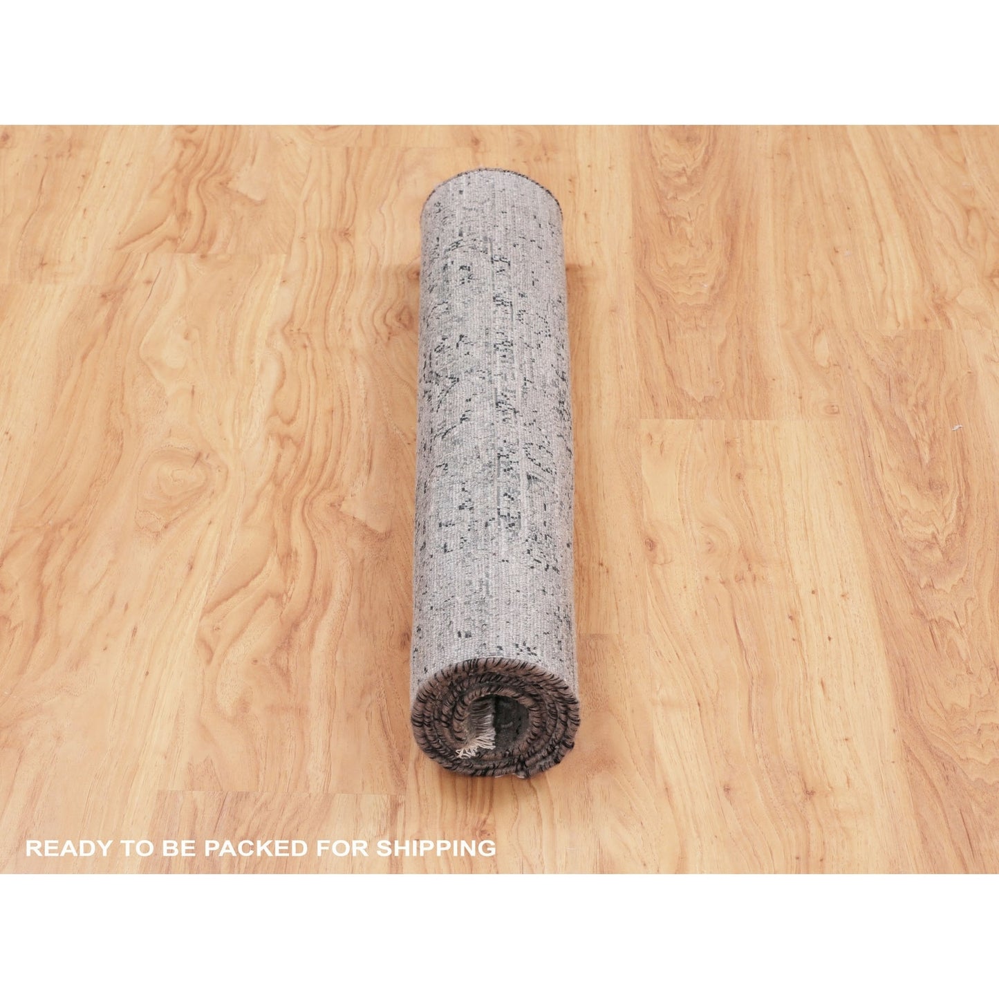 3'1"X5'1" Gray Farsian Silk With Textured Wool Hand Knotted Oriental Rug