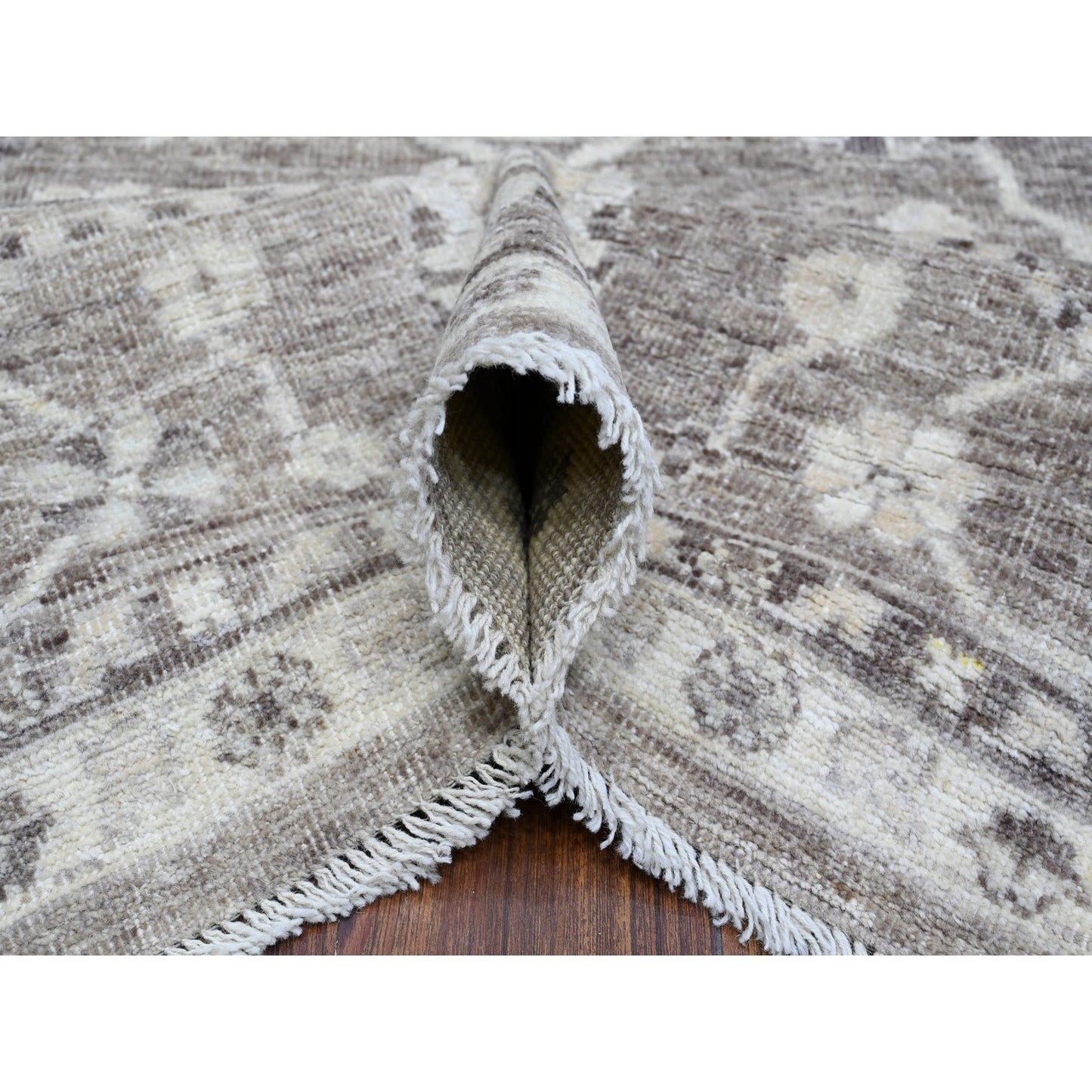 8'1"X9'9" Agreeable Gray Wool Weft Angora Oushak Oriental Rug