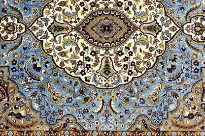 Hand-Knotted Kirman Oriental Rug 6X8 Ft Blue