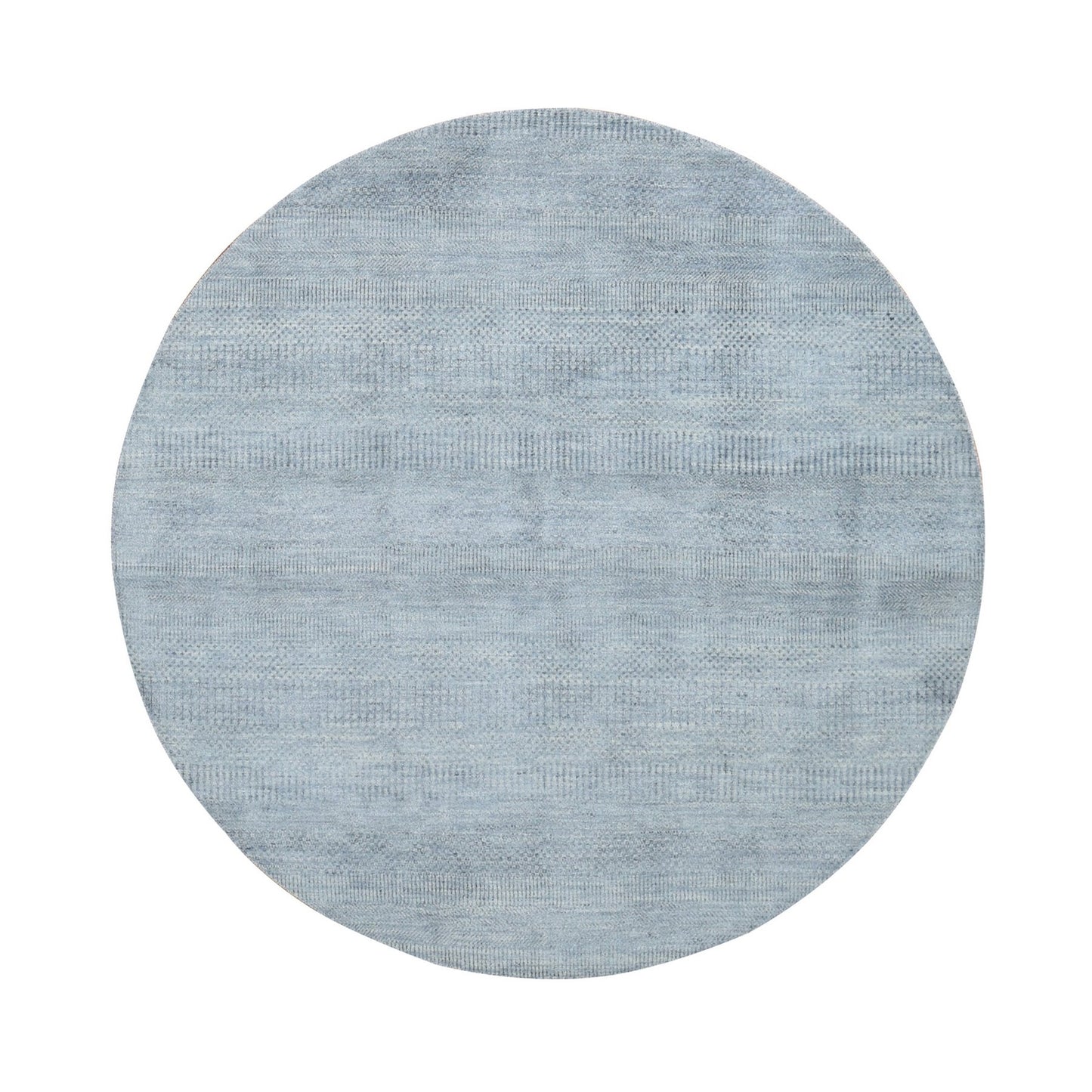5'10"X5'10" Gray Wool And Silk Grass Design Hand Knotted Round Rug