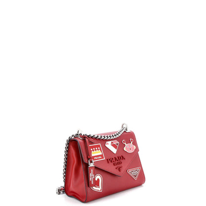 Prada Monochrome Shoulder Bag Embellished Saffiano Leather Small