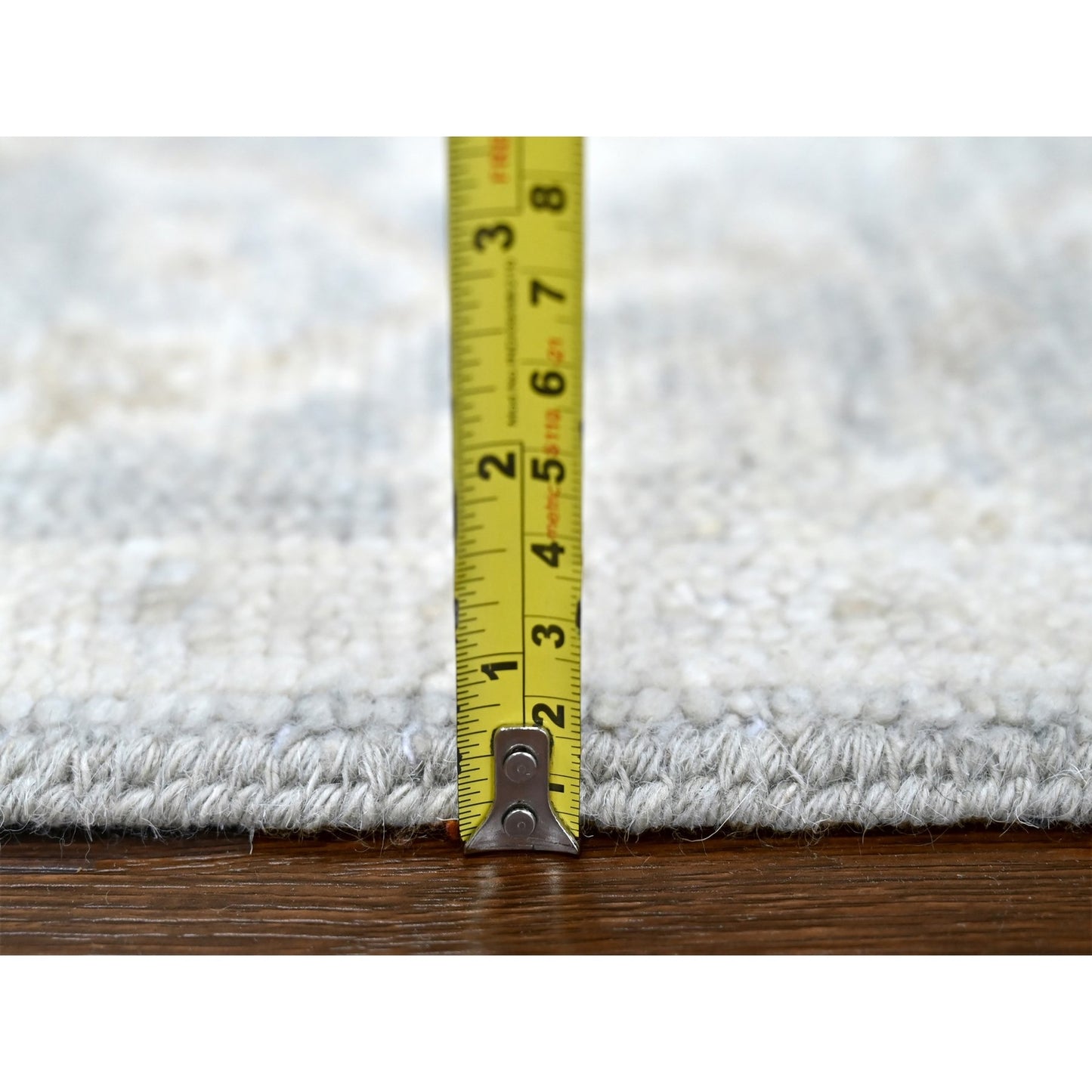 2'5"X11'4" Coin Gray Hand Knotted Oushak Design Soft Wool Runner Rug