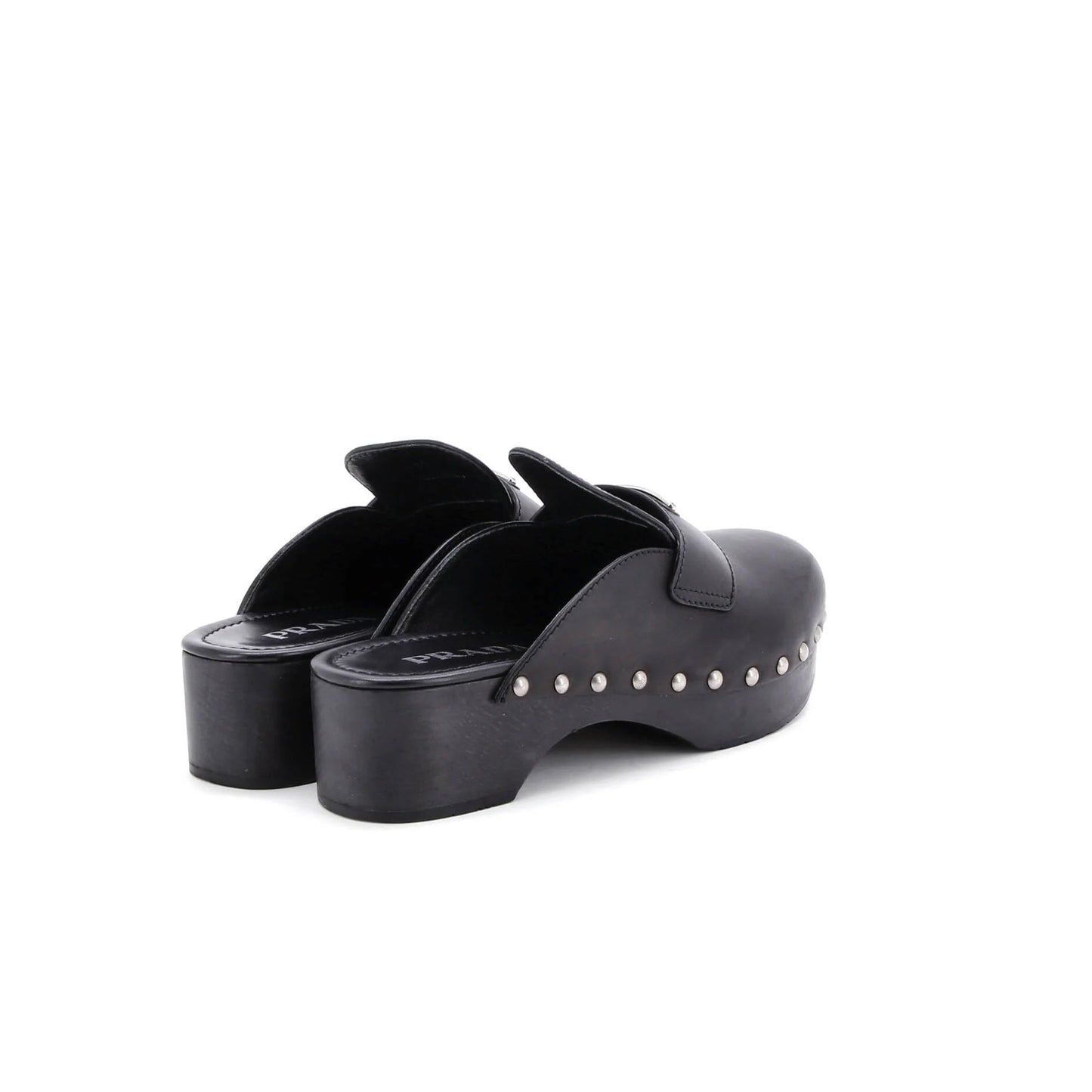 Prada Women'S Logo Mule Clogs Leather