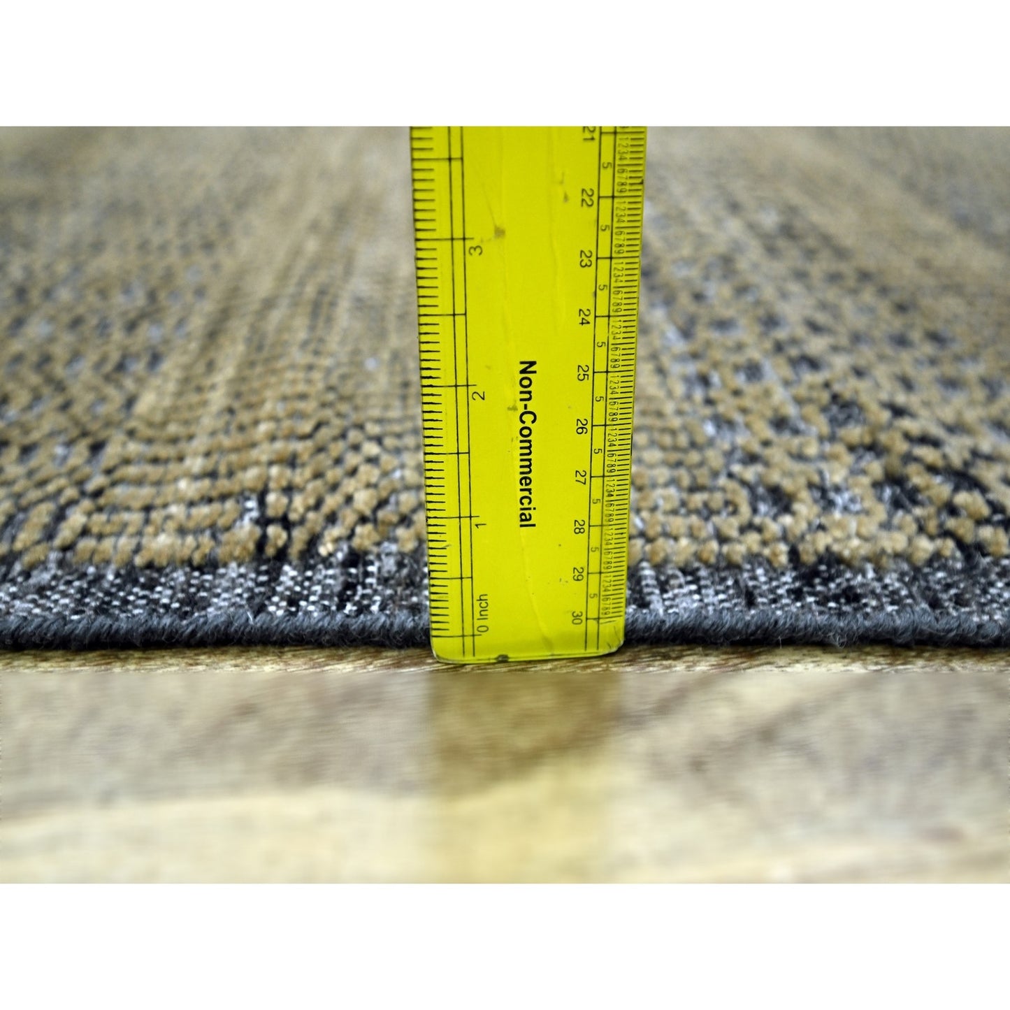 2'6"X8' Brown & Black Oxidized Grass Design Wool Hand Knotted Runner Rug