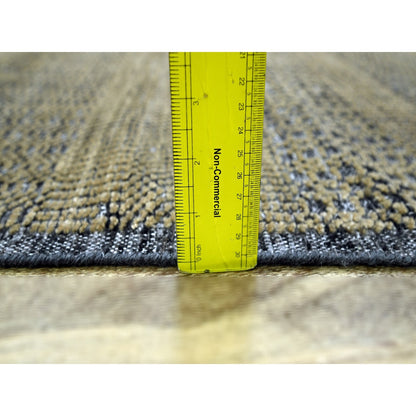 2'6"X8' Brown & Black Oxidized Grass Design Wool Hand Knotted Runner Rug