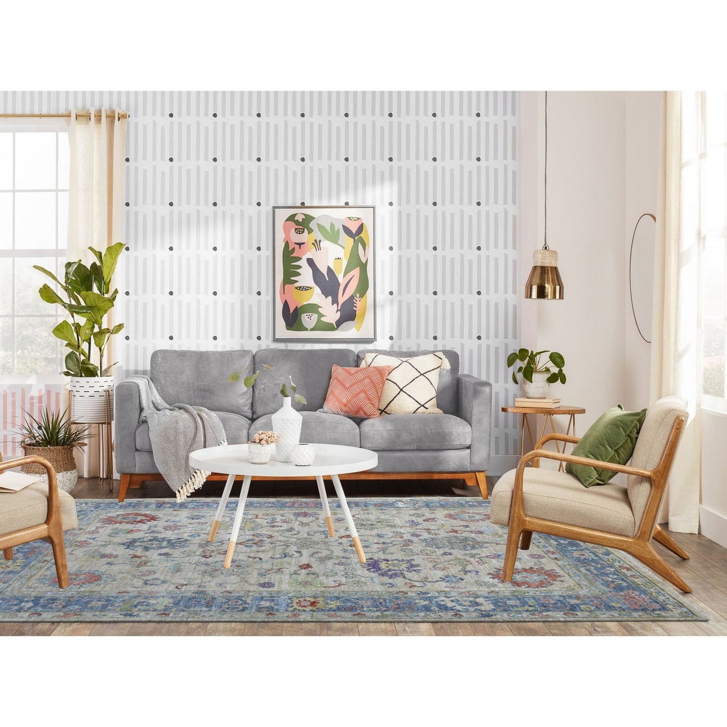 5'10"X9' Taupe Angora Oushak In A Colorful Palette Wool Hand Knotted Rug