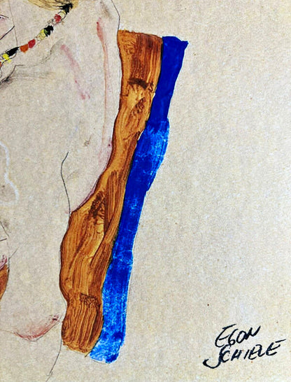 Egon Schiele Lithograph From A Painting Coa Signed Pen Numbered By Hand Crayon