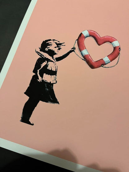 BANKSY poster balloon original "rescue ship" charity work ED85