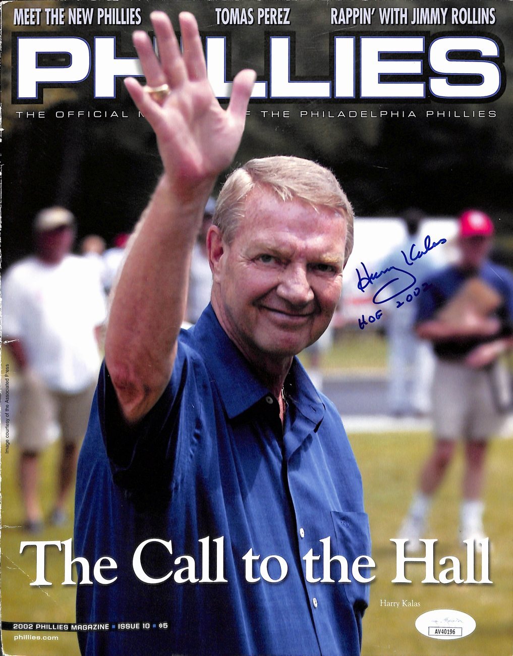 Kalas Harry HOF Signed JSA Inscribed Magazine 8x10 Phillies Photo Cover
