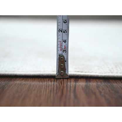 3'X9'7" Medium Gray Afghan Angora Oushak Hand Knotted All Wool Runner Rug