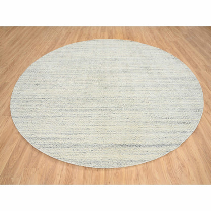 9'10"X9'10" Beige Wool Hand Loomed Modern Design Round Oriental Rug