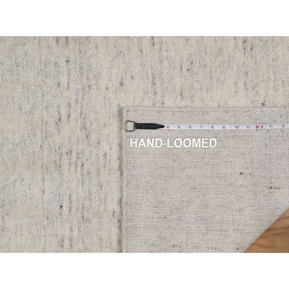 2'6"X12' Ivory Vertical Stripe Design Hand Loomed Natural Wool Runner Rug