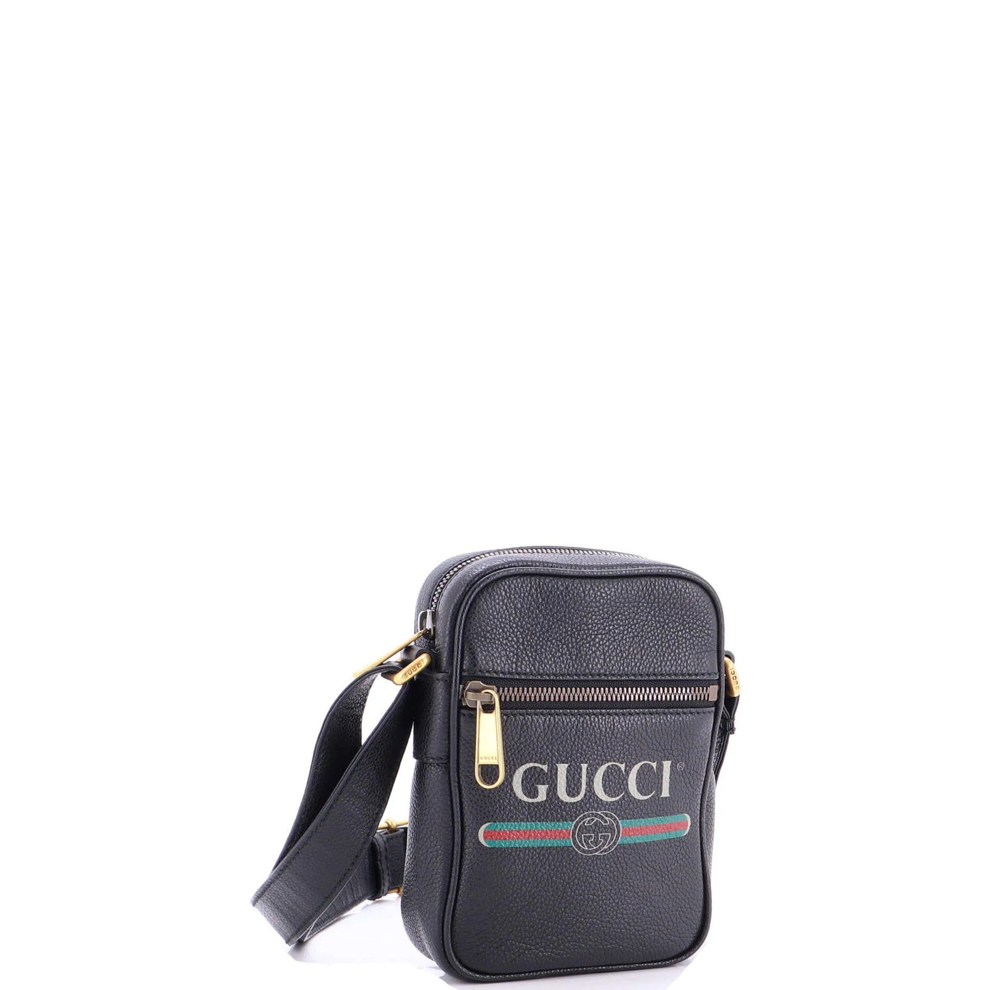 Gucci Logo Zip Messenger Bag Printed Leather Mini