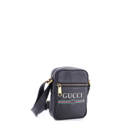 Gucci Logo Zip Messenger Bag Printed Leather Mini