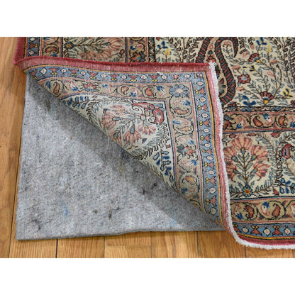 6'3"X8'9" Ivory Antique Good Condition Paisley Design Oriental Rug