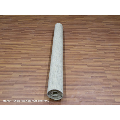 6'X6' Gray Hand Knotted Wool Modern Tone On Tone Grass Design Square Rug