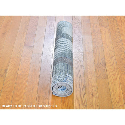 2'8"X6'1" The Intertwined Passage Handmade Silk & Text Wool Runner Rug