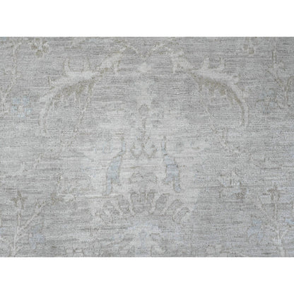 8'X8' Misty Gray Ziegler Mahal Revival Hand Knotted 100% Wool Round Rug