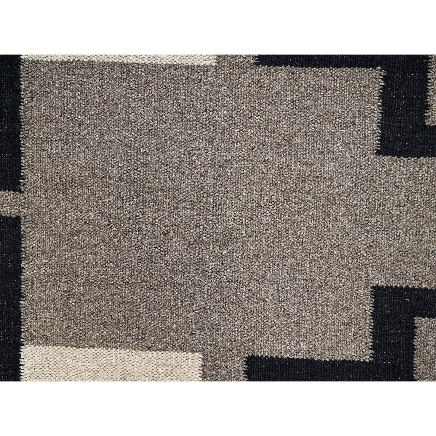 12'2"X14'8" Brown Hand Woven Rug American Geometric Design Flat Weave Wool