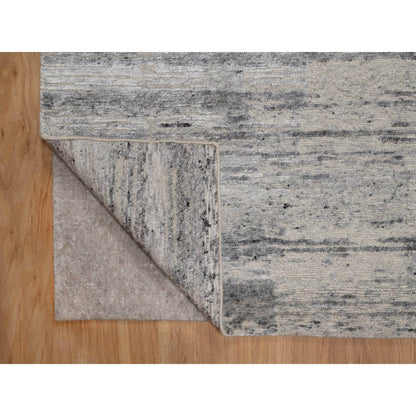 8'X10'2" Gray-Ivory Modern Design Hand Knotted Undyed Natural Wool Rug