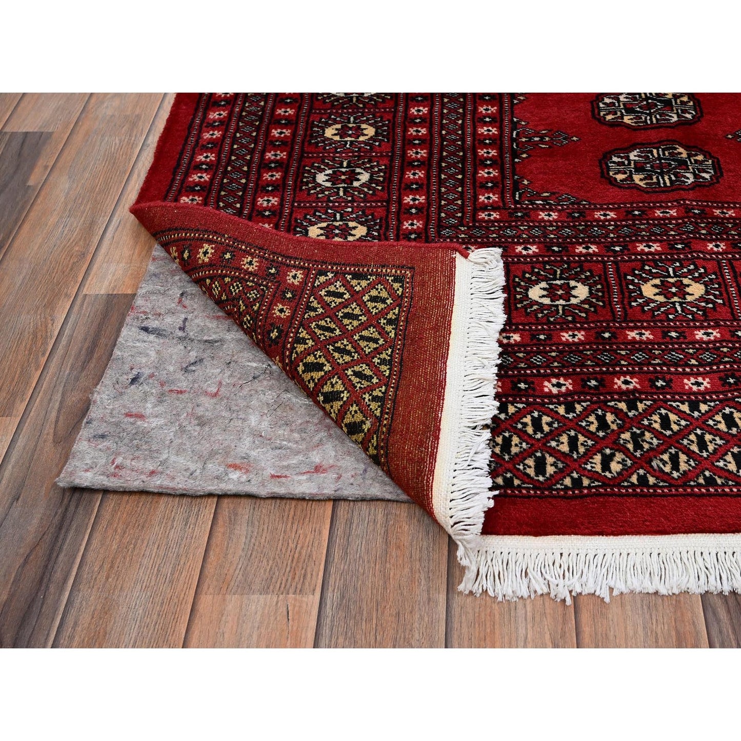 8'2"X10'1" Red Princess Bokara Tribal Medallions Rug Pure Wool Hand Knotted