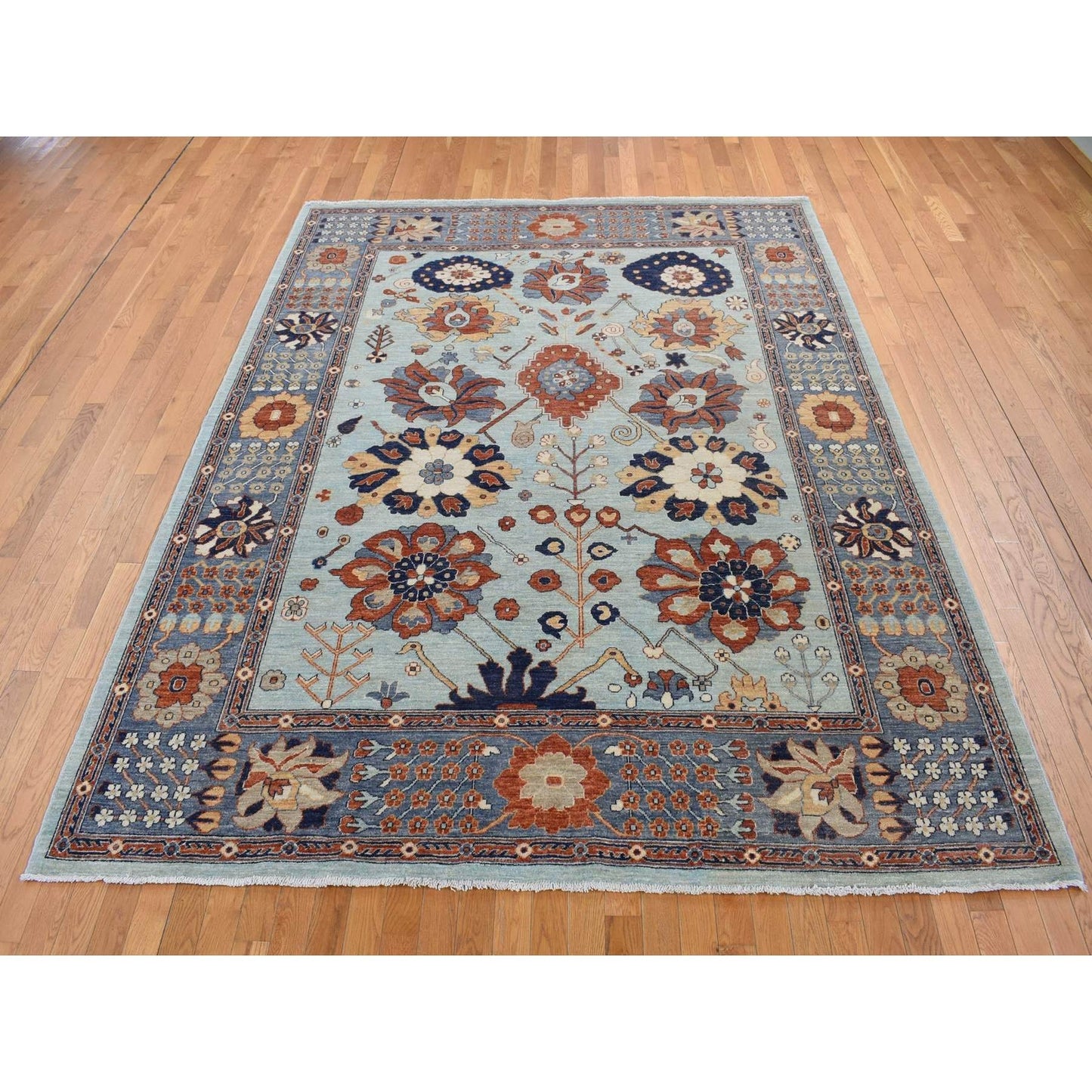 8'2''X10' Gray Peshawar With Sultanabad Design Hand Knotted Soft Wool Rug