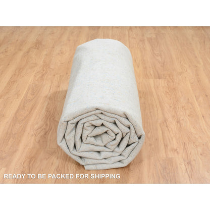12'X15'1" Gray Wool And Silk Jacquard Hand Loomed Tebraz Oversized Rug