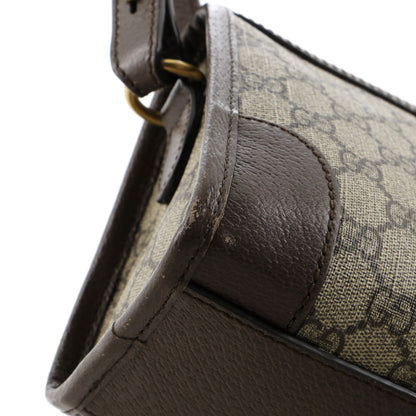 Gucci Ophidia Zip Messenger Bag Gg Coated Canvas With Leather Small