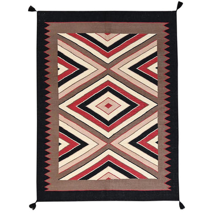 5'2"x7' Brown Flat Weave Southwest Geometric Design Hand Woven Wool Rug