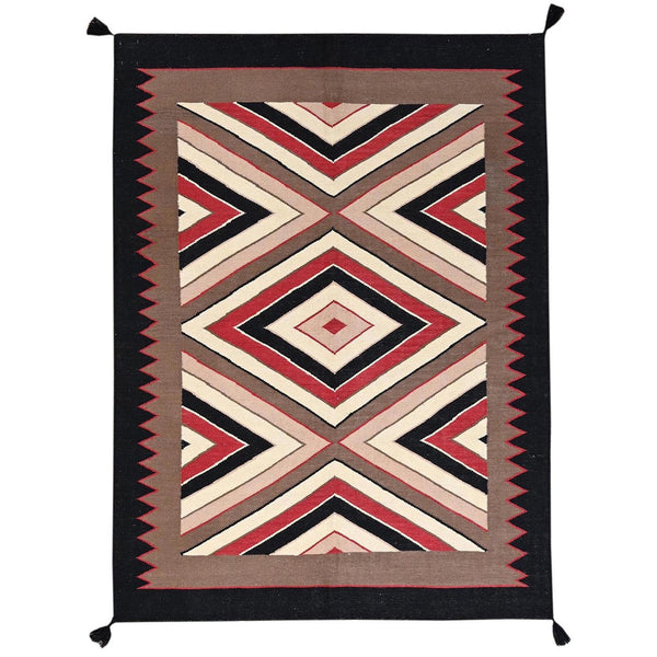 5'2"x7' Brown Flat Weave Southwest Geometric Design Hand Woven Wool Rug