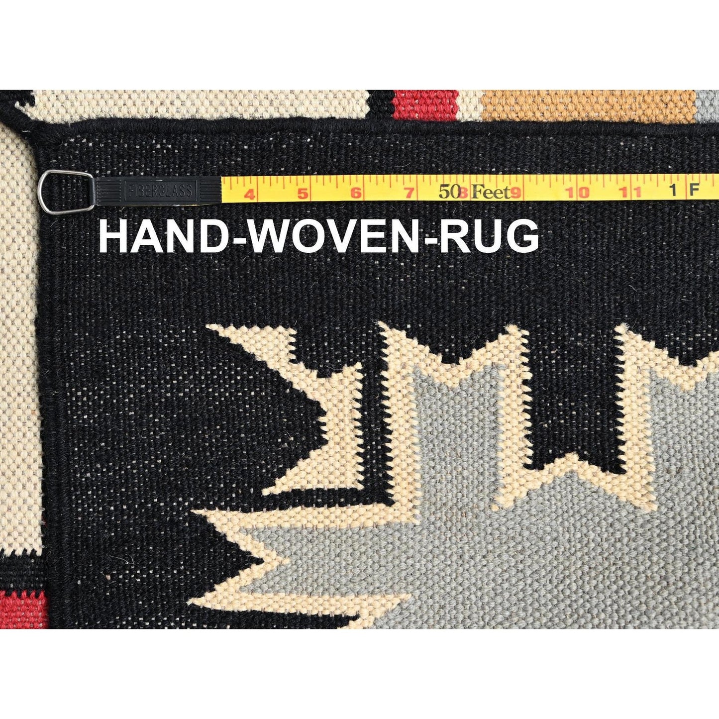 10'2"X13'9" Brown American Geometric Design Rug Flat Weave Hand Woven Wool