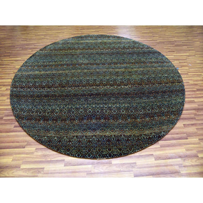 9'10"X9'10" Brown Hand Knotted Kohinoor Herrita Design Wool Round Rug