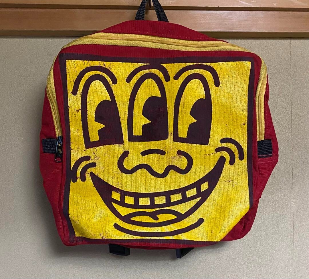 Keith Haring Pop Shop Official Three Eyed Face Screen Printed Rucksack Bag