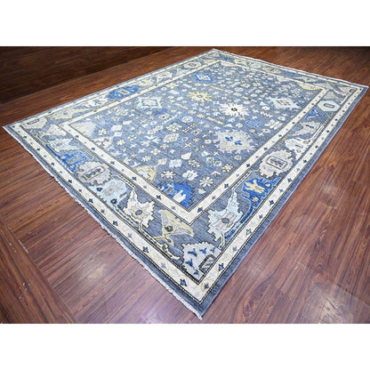 10'X14' Gray Afghan Angora Oushak Hand Knotted Pure Wool Oriental Rug